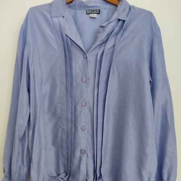 Bay Club Women's Periwinkle Silk Button-up Top Size 16 - Picture 1 of 4